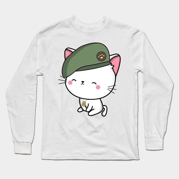 Green Beret Angora Cat Long Sleeve T-Shirt by Pet Station